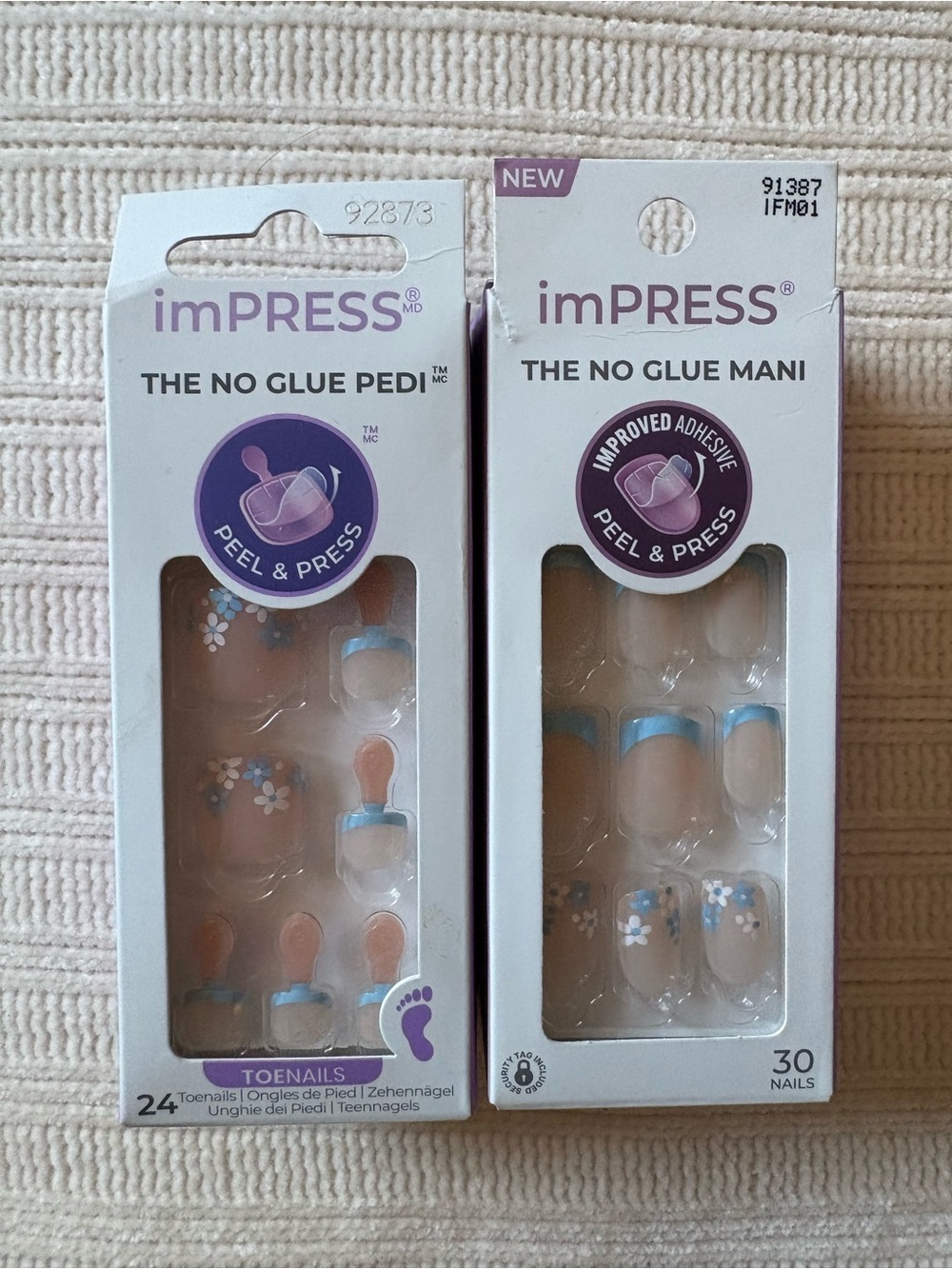 imPRESS Blue Floral No Glue Mani & Pedi Press-On Nails Set